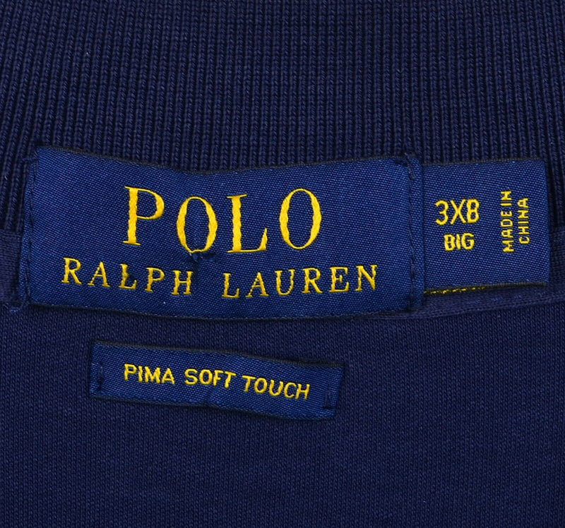 Polo Ralph Lauren 3XB (3XL Big) Solid Navy Blue Pima Soft Touch Pony Polo Shirt