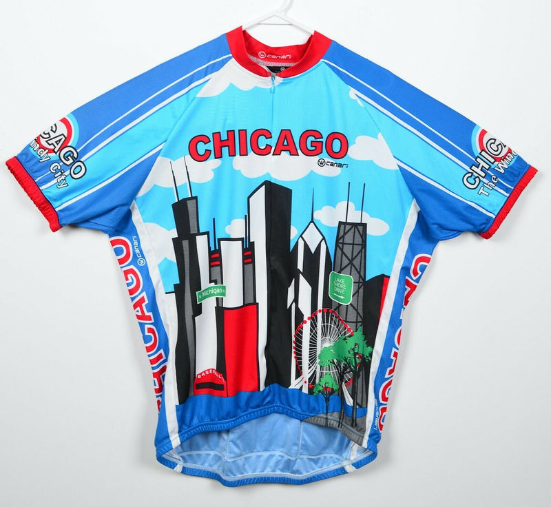 Canari Men's 2XL Chicago Windy City Blue Skyline City Half-Zip Cycling Jersey