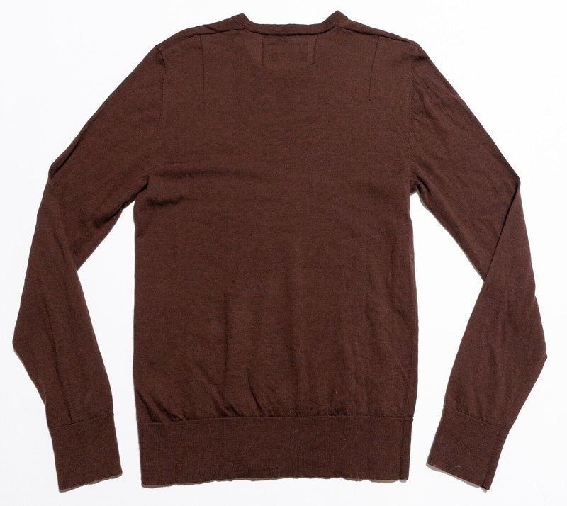 All Saints Sweater Men's Medium Merino Wool Mode Crewneck Long Sleeve Red/Brown