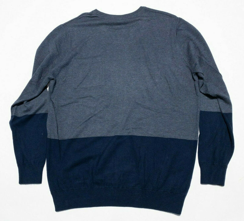 Travis Mathew Men's XL Rayon Cashmere Blend Blue Colorblock Crewneck Sweater