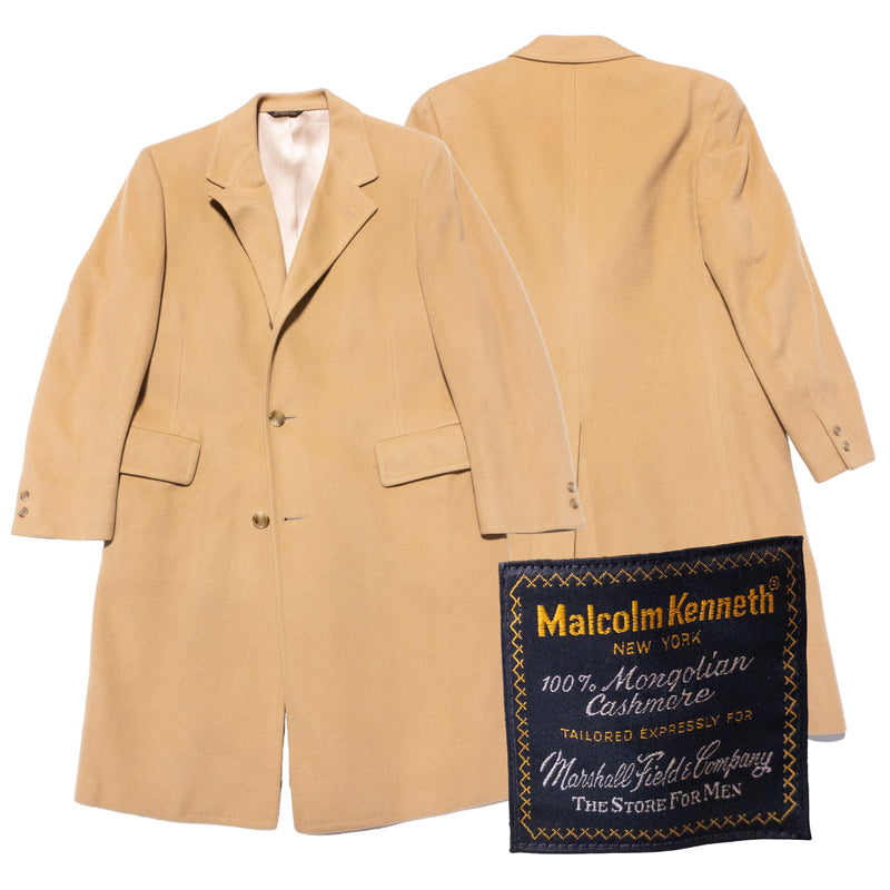 Vintage Malcolm Kenneth Cashmere Overcoat Men's Fits 44 Camel Mongolian Union