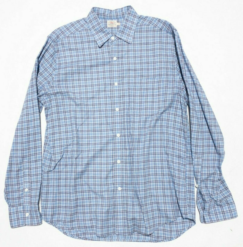 Faherty Brand Men's Large Blue Pink Plaid Long Sleeve Button-Front Shirt Preppy