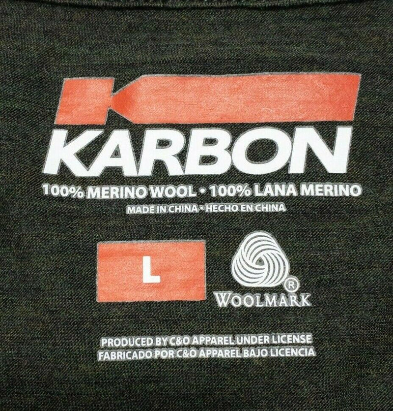 Karbon Merino Wool Base Layer Crewneck Long Sleeve T Shirt Dark Green