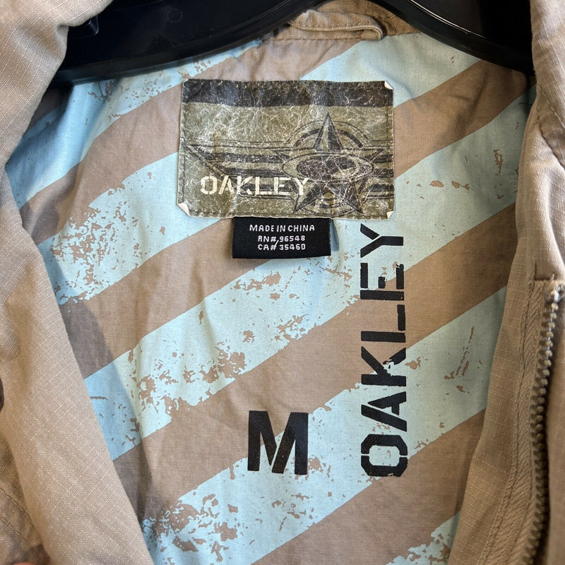 Oakley Military Jacket Khaki Brown Field Jacket Utility Pockets Men's Medium