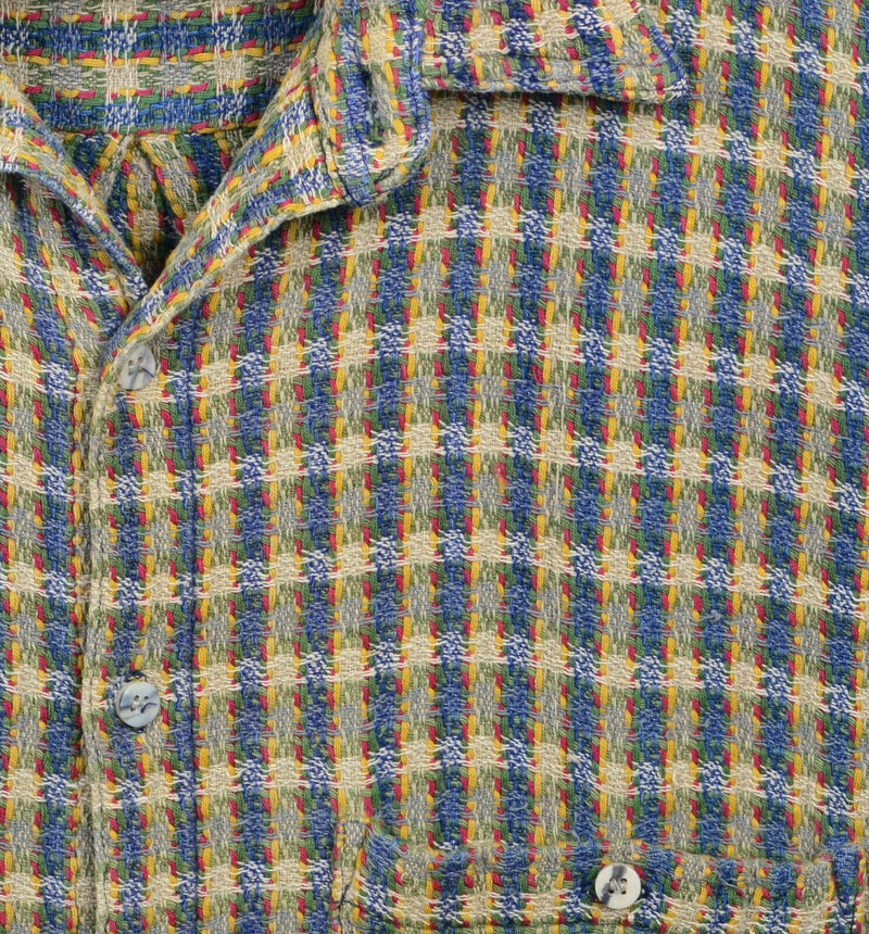 The Territory Ahead Men XL Colorful Woven Stitch Plaid Heavy Button-Front Shirt