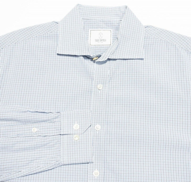 Todd Snyder Dress Shirt 16-32/33 Men's White Blue Graph Check Long Sleeve Button