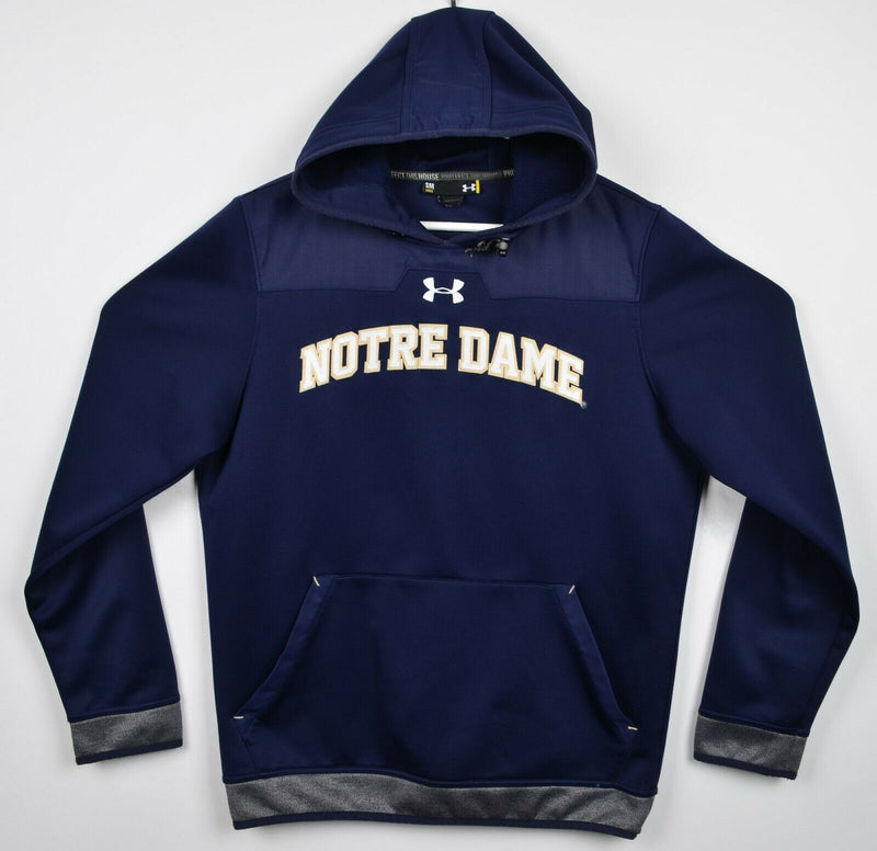 Notre Dame Under Armour Hoodie Men's Small Loose Navy Blue Pullover Sweatshirt