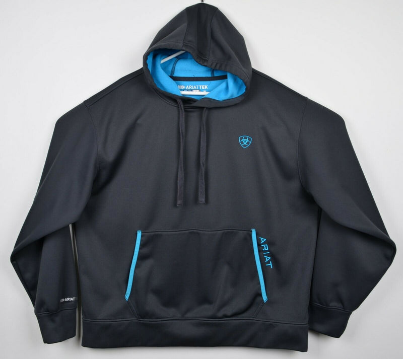 Ariat Tek Men's XL Cold Series Gray Blue Logo Pullover Hoodie Sweatshirt