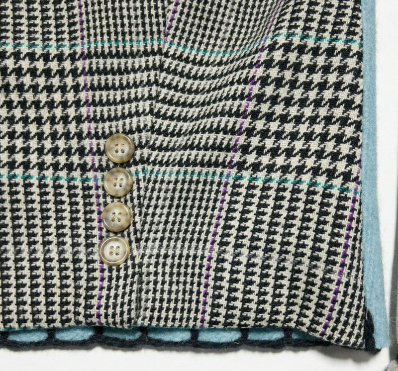 BaabaaZuzu Women's Large Vintage Wool Patchwork Colorblock USA Handmade Jacket