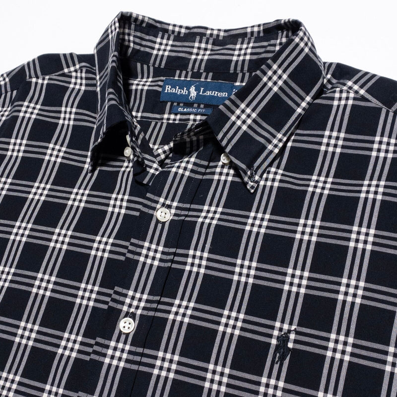 Polo Ralph Lauren Shirt Men's XL Classic Fit Button-Down Black Plaid Long Sleeve