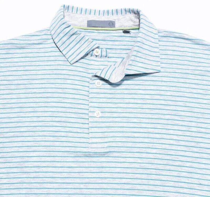 Tasc Bamboo Shirt Medium Men's Polo Blue Gray Striped Modal Blend Soft Stretch