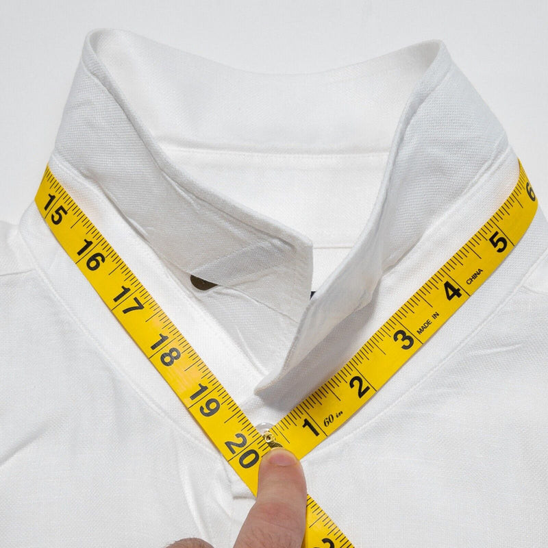 Proper Cloth Linen Shirt Men's Neck 20 (3XL+) Long Sleeve Solid White Beach