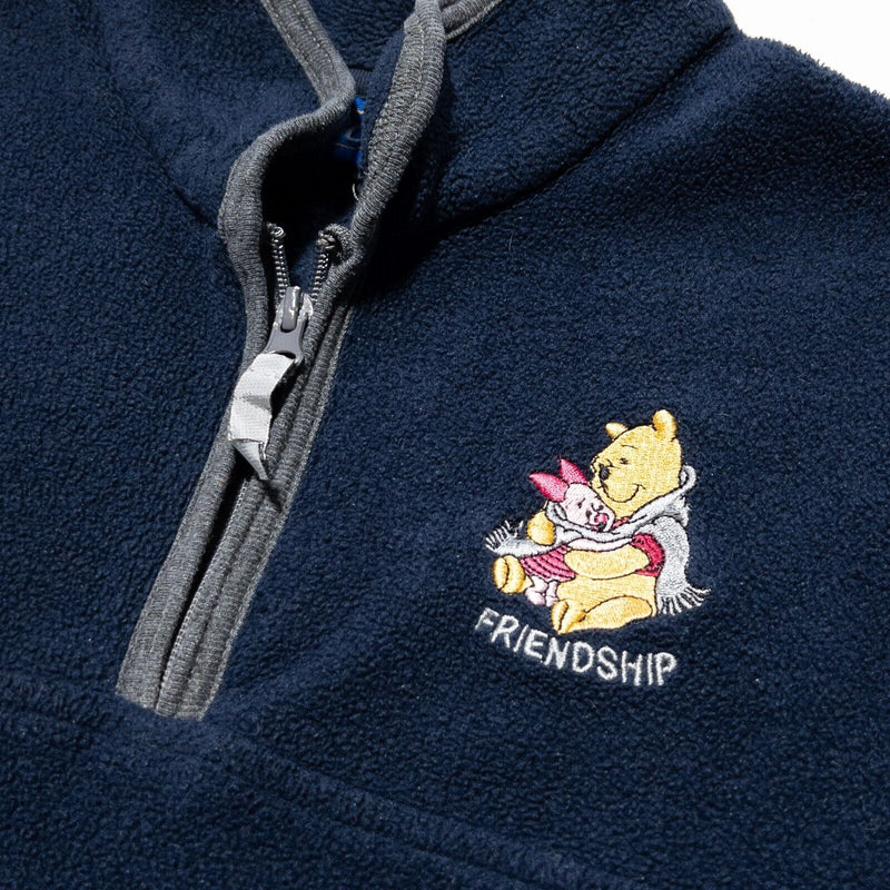 Winnie the Pooh Jacket Adult XL Disney Fleece Friendship Navy 1/4 Zip Pullover