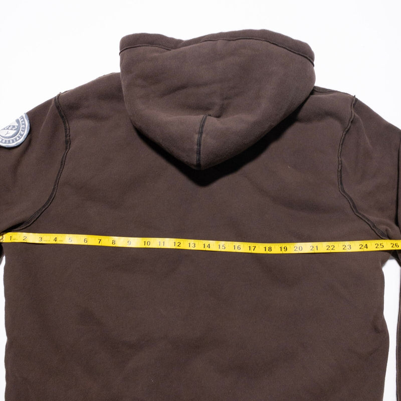 Aeropostale Fur Lined Hoodie Jacket Men's 2XL Brown Y2K Logo Sherpa Sweatshirt
