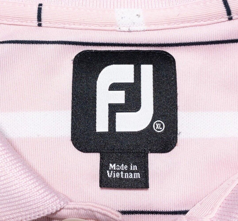 FootJoy Golf Shirt XL Men's Polo Pink White Striped Wicking Performance Stretch