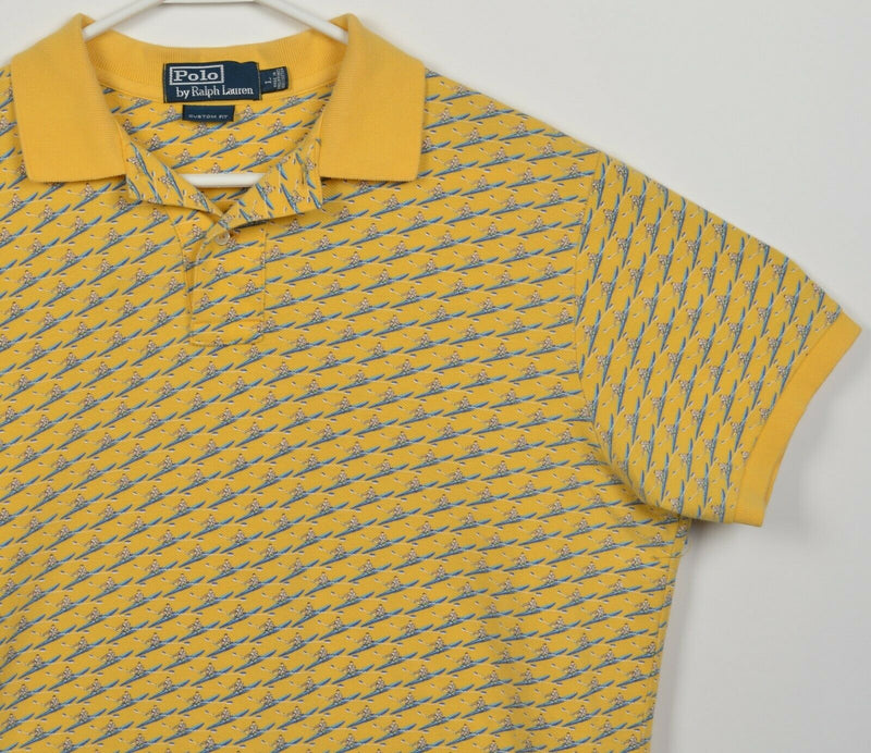 Polo Ralph Lauren Men's Large Rowing Man Pattern Golden Yellow S/S Polo Shirt