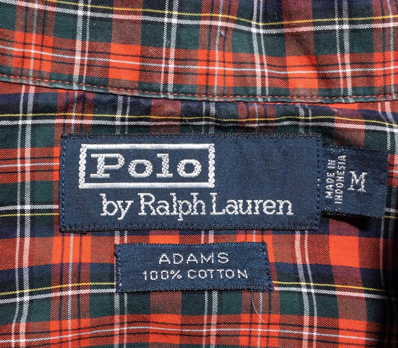 Polo Ralph Lauren Loop Collar Shirt Men's Medium Red Plaid Camp Adams Vintage