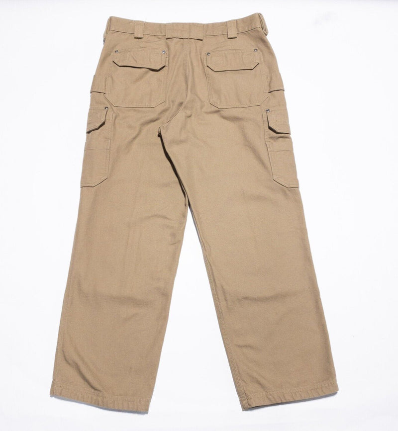 Duluth Trading Cargo Pants Men's 36x30 Fire Hose Workwear Khaki Brown Pockets