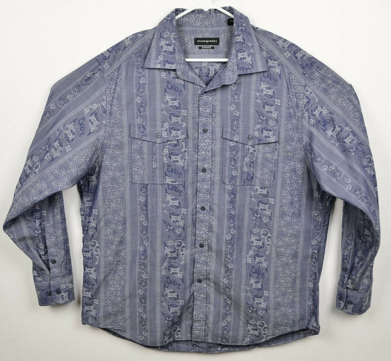 Jhane Barnes Rhedux Men's Sz 2XL Floral Paisley Blue Button-Front Shirt