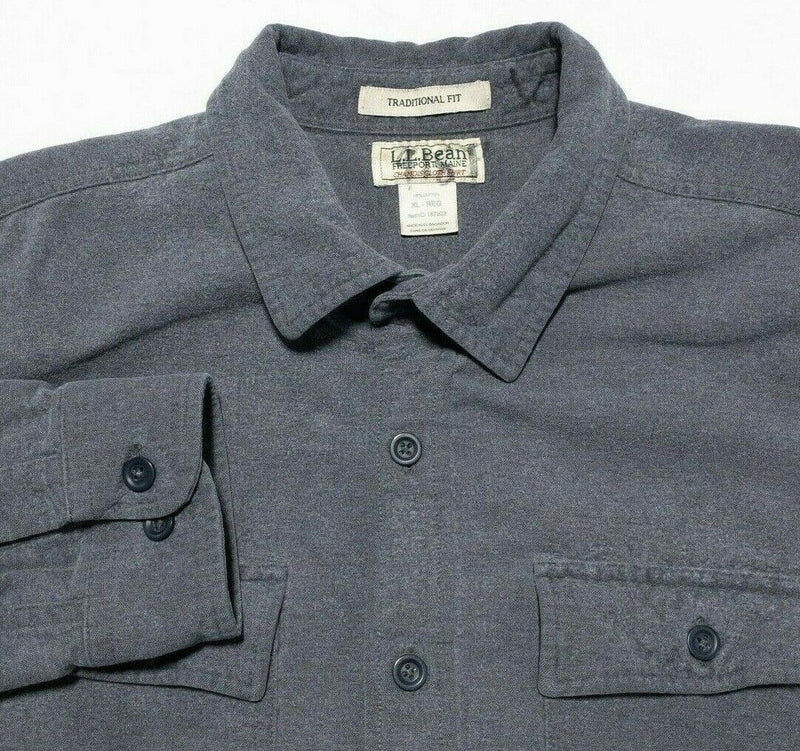 L.L. Bean Chamois Shirt Men's XL Traditional Fit Charcoal Heather Gray Flannel