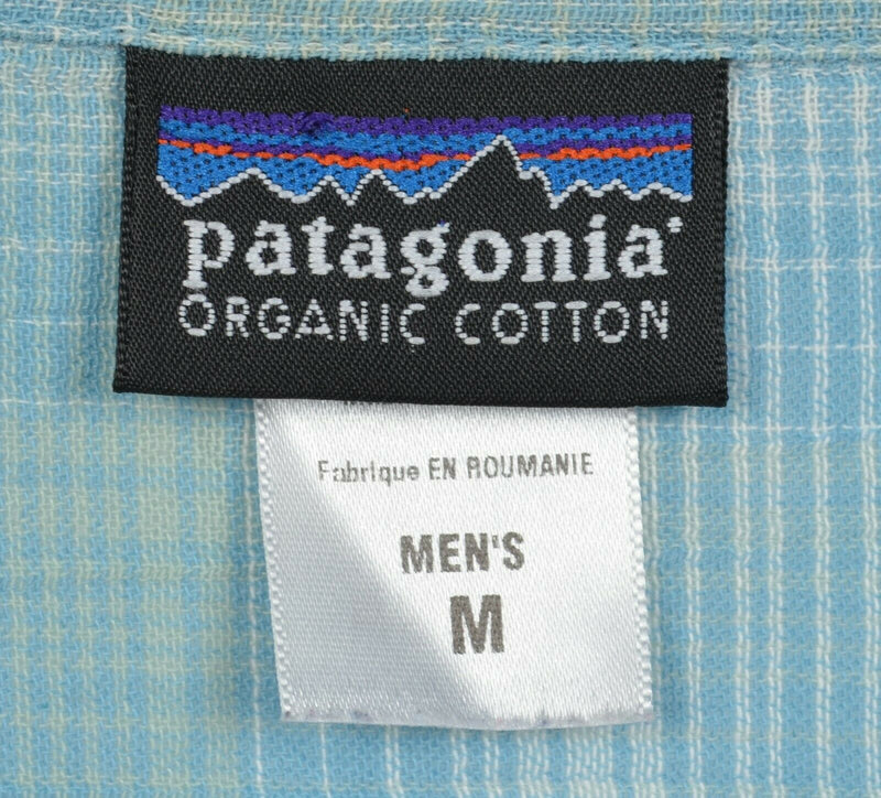 Patagonia Men's Medium Blue/Green Plaid Hiking Outdoor A/C Yarn-Dye Shirt 52918