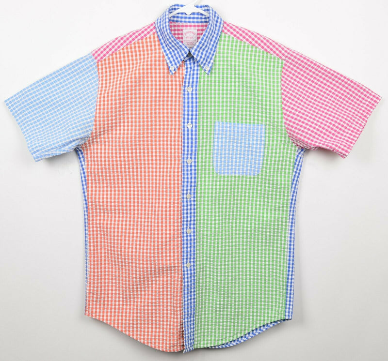 Brooks Brothers Men's Sz Small Traditional Fit Seersucker Colorblock Shirt