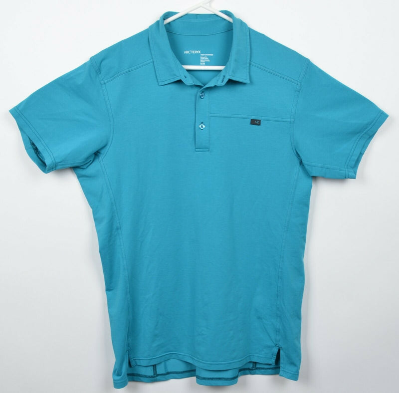 Arc'teryx Men's Medium Relaxed Fit Turquoise Blue Performance Polo Shirt