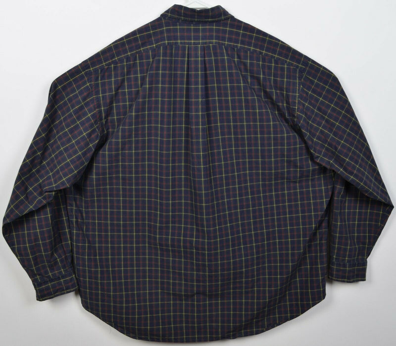 Polo Ralph Lauren Men's 2XL Navy Blue Tartan Plaid Blake Pony Button-Down Shirt