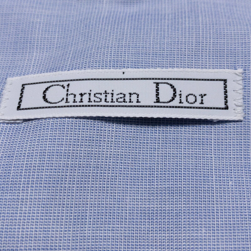 Vintage Christian Dior Dress Shirt Men's 16.5 French Cuff Blue White Formal 80s