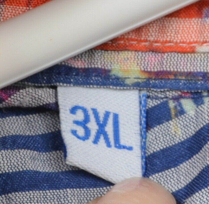Brandolini Men's 3XL Seersucker Multi-Color Abstract Striped Button-Front Shirt