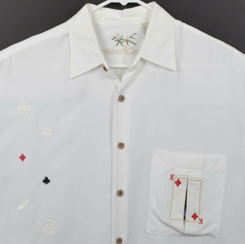 Bamboo Cay Men's Sz Medium Embroidered Casino Cards Modal Hawaiian Shirt