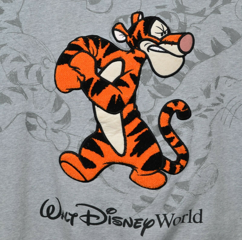 Disney Parks Adult Large Tigger Heather Gray Full Zip Hoodie Sweatshirt STAINED