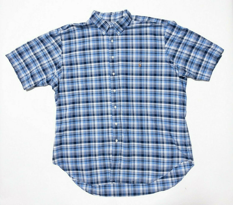 Polo Ralph Lauren 2XLT Shirt Men's Blue Plaid Short Sleeve Button-Down Tall