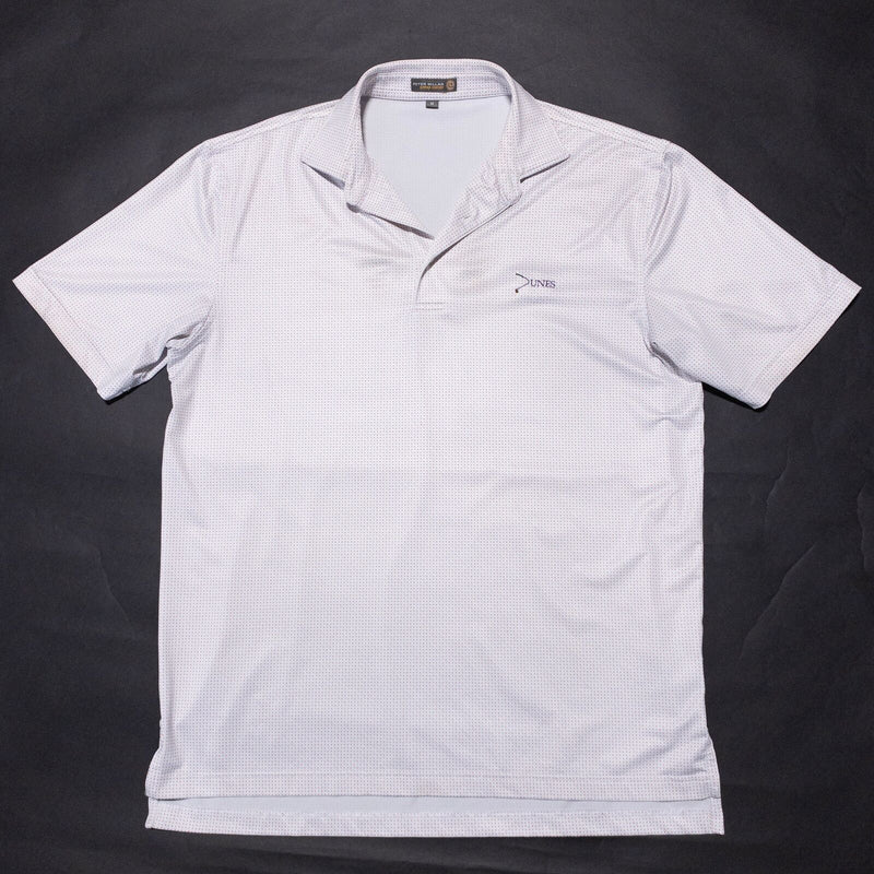 Peter Millar Summer Comfort Polo Men's Medium Polka Dot White Wicking Stretch