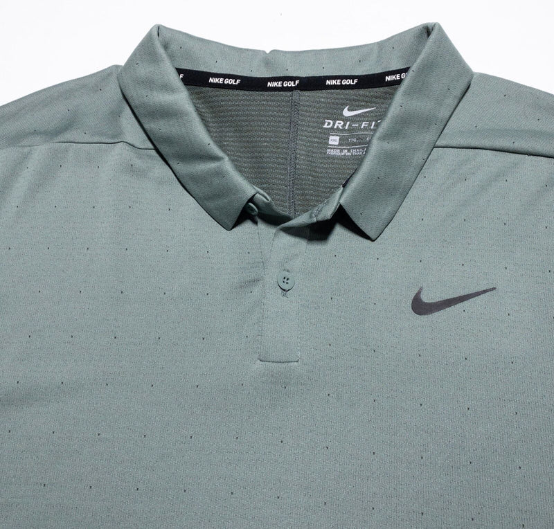 Nike Golf Shirt Men's 2XL Standard Fit Breathe Polo Dri-Fit Green Polka Dot New