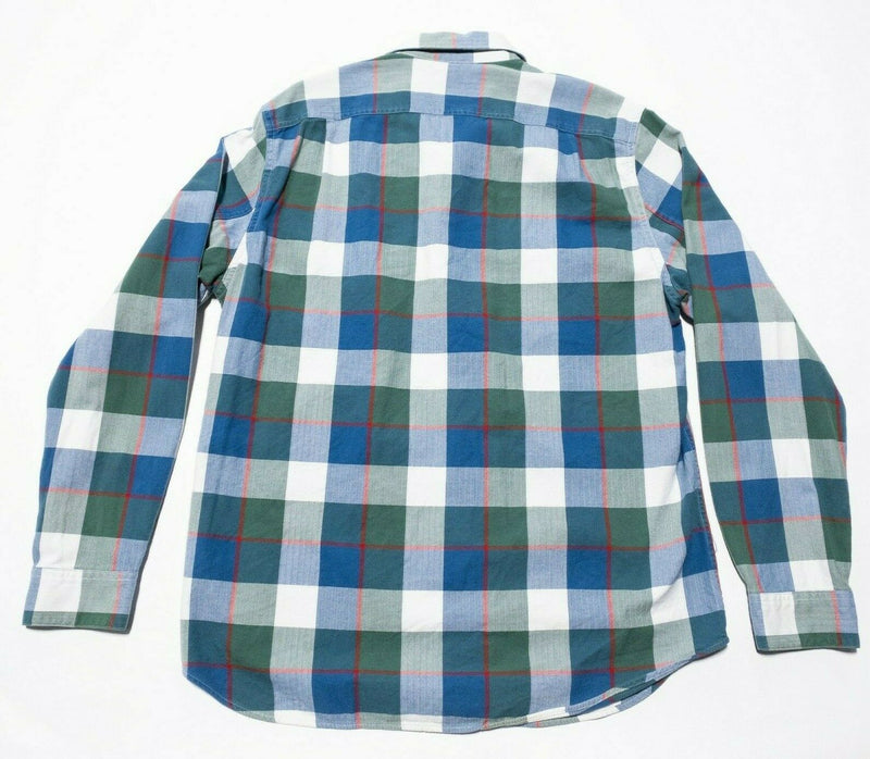 J. Crew Sporting Goods Flannel Shirt Blue Green Plaid Check Men's Large