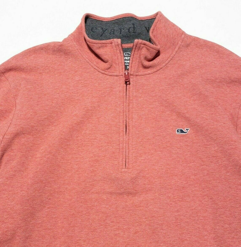 Vineyard Vines Performance 1/4 Zip Sweatshirt Whale Salmon Pink Preppy Men's XL