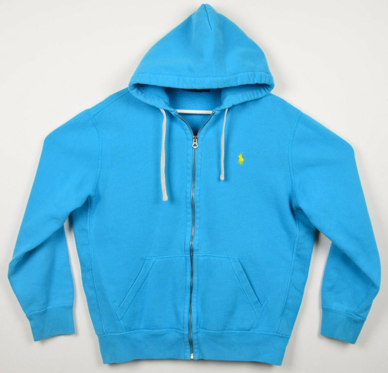 Polo Ralph Lauren Men's Large Aqua Blue Pony Full Zip Hoodie Sweatshirt