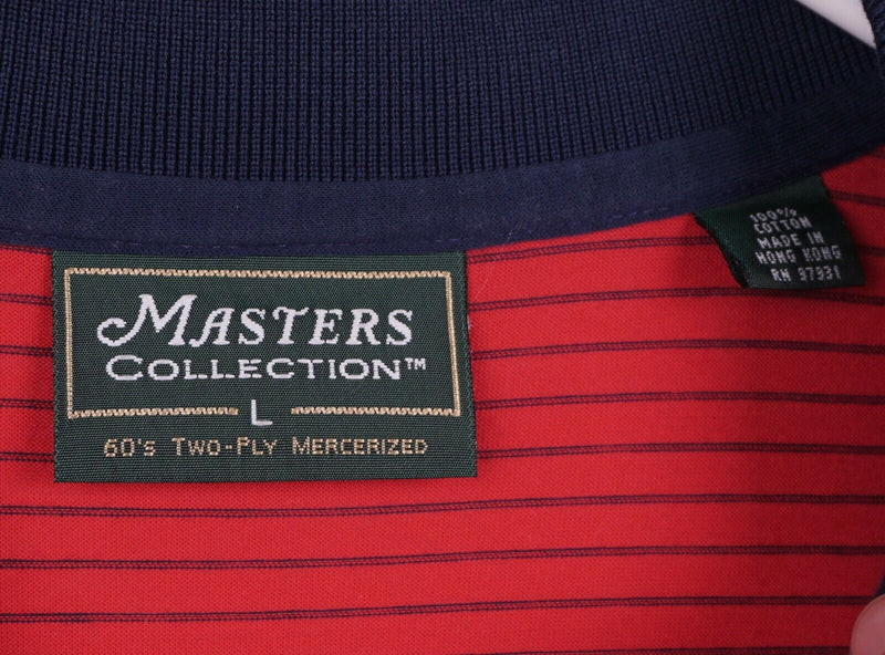 Masters Collection Men's Large Red Navy Striped Augusta National Golf Polo Shirt