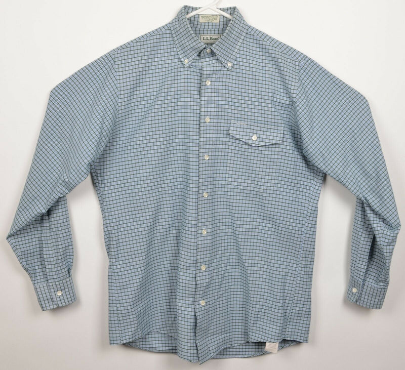 Vintage 80s LL Bean Men's 15.5/36 (Medium) Blue Green Plaid Button-Down Shirt