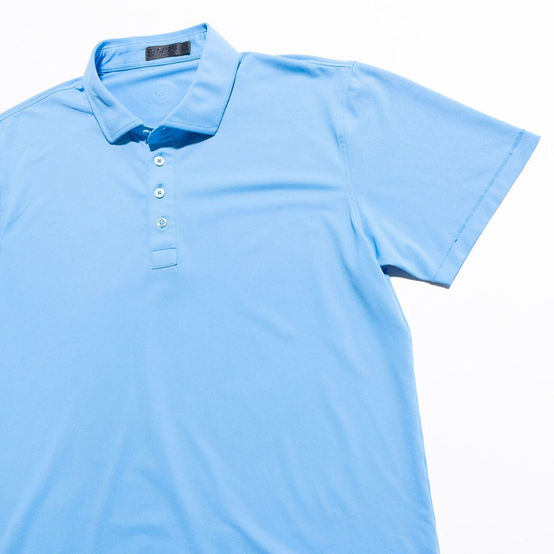 G/Fore Golf Polo Shirt Men's Large Solid Light Blue Wicking Stretch Short Sleeve