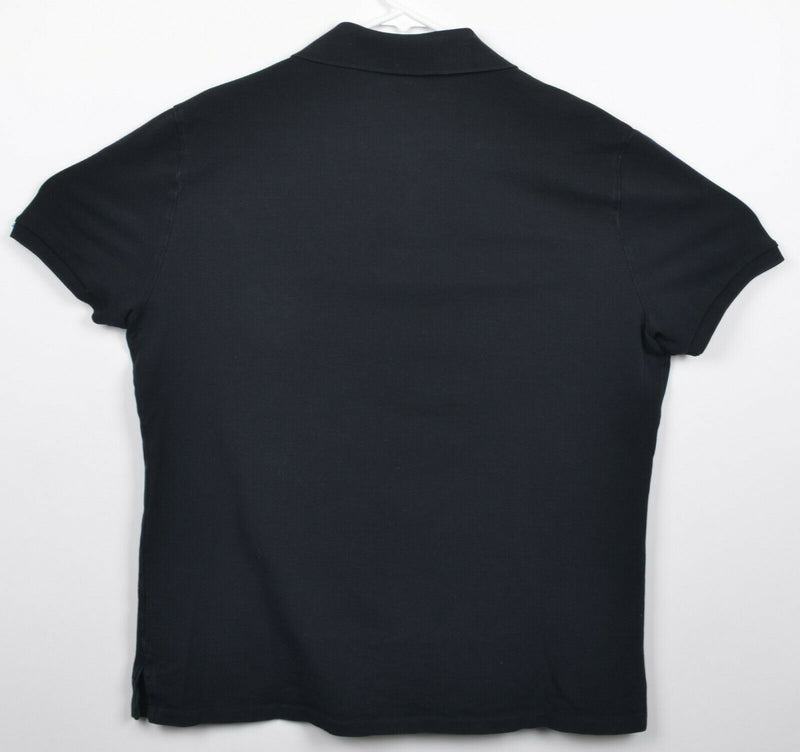 Ralph Lauren Black Label Men's Sz XL RL Logo Solid Black Snap Collar Polo Shirt