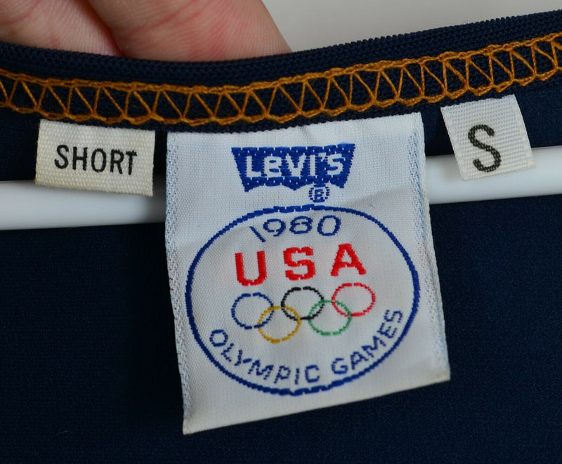 Vintage Levi's 1980 Olympics Men's Small Short Denim Overalls USA Ski Bibs