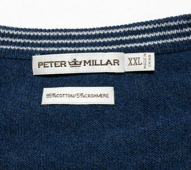 Peter Millar Cotton Cashmere V-Neck Sweater Vest Navy Blue Golf Men's 2XL