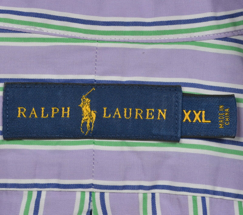 Polo Ralph Lauren Men's 2XL Purple Striped Pony Long Sleeve Button-Down Shirt