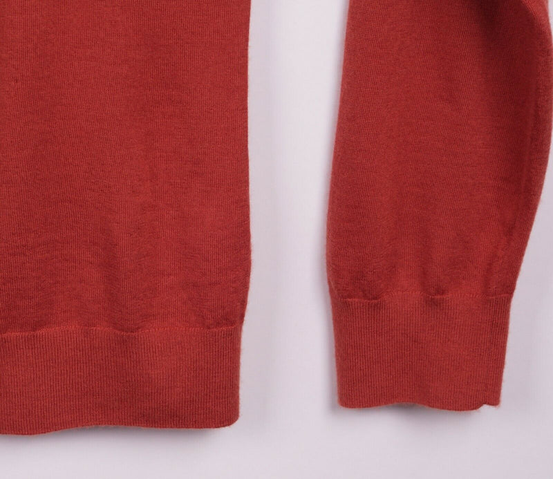 VINCE. Men's Large 100% Cashmere Solid Orange V-Neck Lightweight Sweater