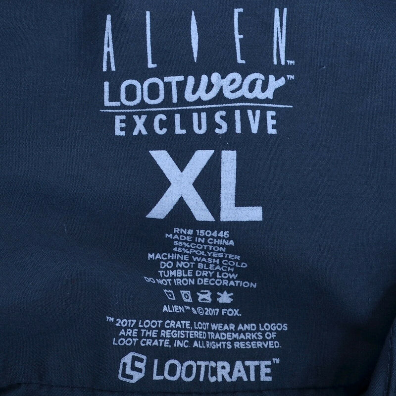 Alien Lootwear Men's Sz XL USCSS Nostromo Navy Blue Button-Front Shirt