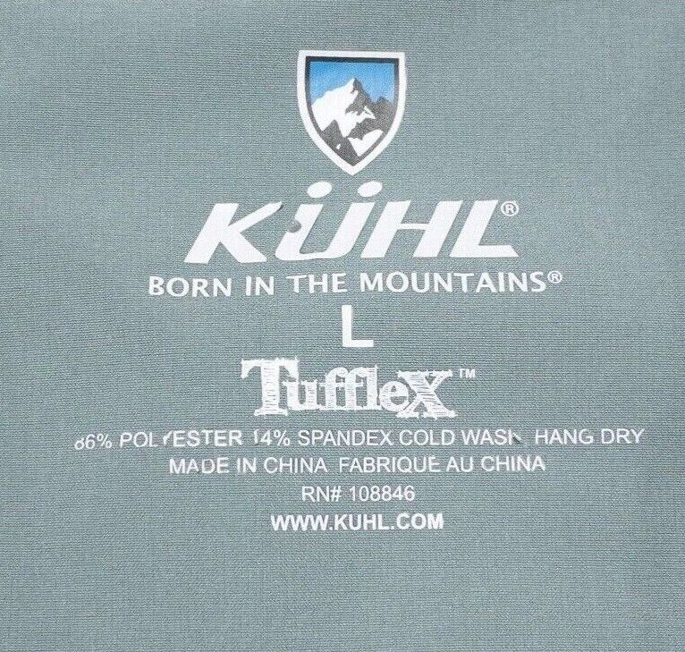 Kuhl TuffleX Shirt Large Men's Solid Green Wicking Outdoor Hiking Short Sleeve