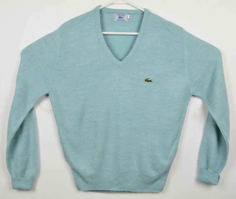 Vintage 80s Izod Lacoste Men's Medium Orlon Acrylic Green/Blue V-Neck Sweater