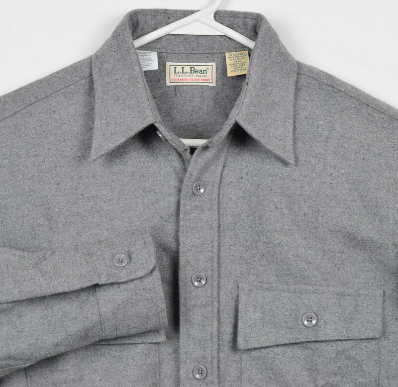 Vintage 80s LL Bean Men's 14.5 (Small) Chamois Cloth Gray USA Button-Front Shirt